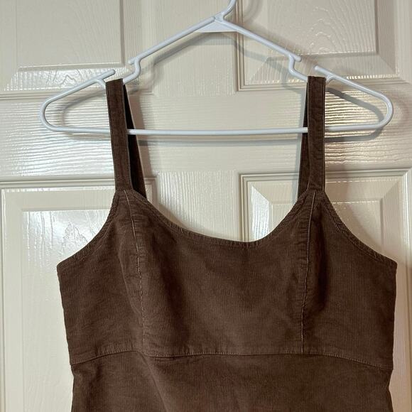 Hollister NWT Brown Corduroy Sleeveless Mini Dress Jumper Size L Preppy Academia - Picture 4 of 9